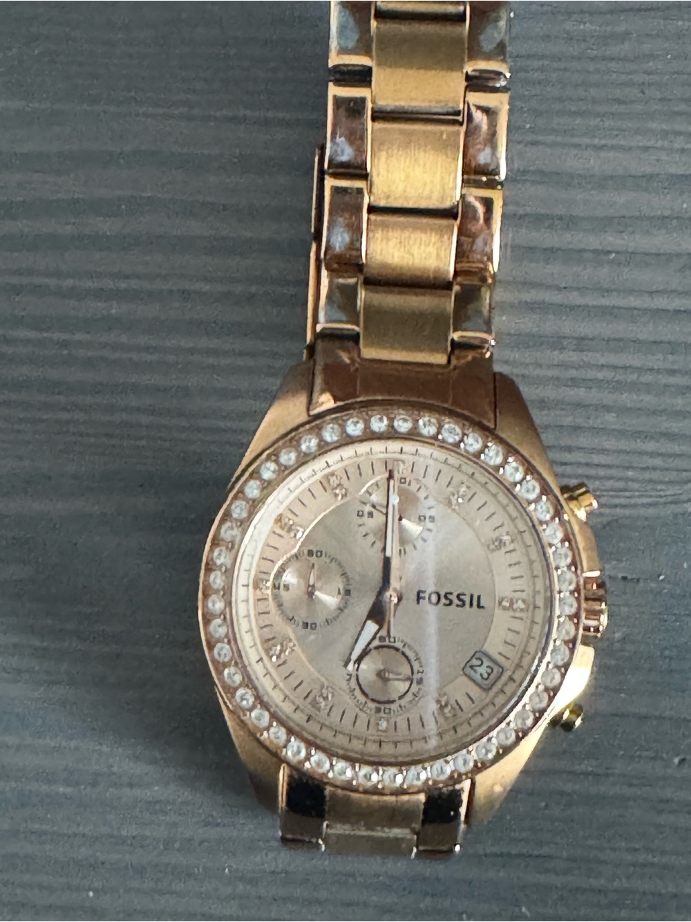 Fossil Rose Gold Crystal-Accent Women's Chronograph Watch
